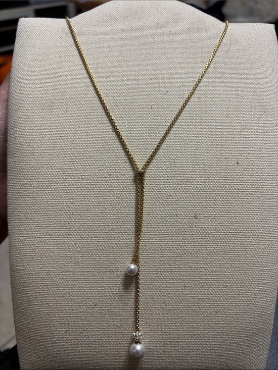 Jewelry - Michael Kors Gold-Tone Pearl Drop Y Necklace - Elegant Women’s Jewelry adj.